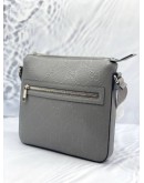 (UNUSED) GUCCI GREY EMBOSSED LEATHER MESSENGER SMALL BAG