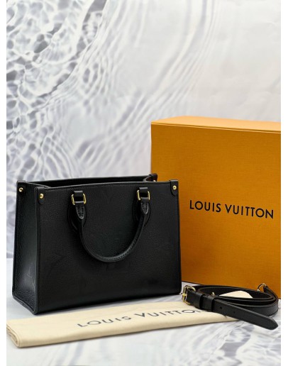(LIKE NEW) LOUIS VUITTON ON THE GO PM IN BLACK MONOGRAM EMPREINTE LEATHER -FULL SET- 