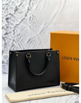 (LIKE NEW) LOUIS VUITTON ON THE GO PM IN BLACK MONOGRAM EMPREINTE LEATHER -FULL SET- 