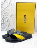 (UNUSED) FENDI RUBBER FUSSBETTS SLIDES EMBOSSED DIAGONAL FF SIZE UK 8 -FULL SET- 