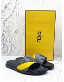 (UNUSED) FENDI RUBBER FUSSBETTS SLIDES EMBOSSED DIAGONAL FF SIZE UK 8 -FULL SET- 