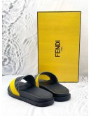(UNUSED) FENDI RUBBER FUSSBETTS SLIDES EMBOSSED DIAGONAL FF SIZE UK 8 -FULL SET- 