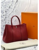 (LIKE NEW) 2019 HERMES GARDEN PARTY 30 SHOULDER BAG IN RED NEGONDA LEATHER STAMP D 