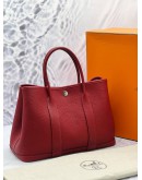 (LIKE NEW) 2019 HERMES GARDEN PARTY 30 SHOULDER BAG IN RED NEGONDA LEATHER STAMP D 