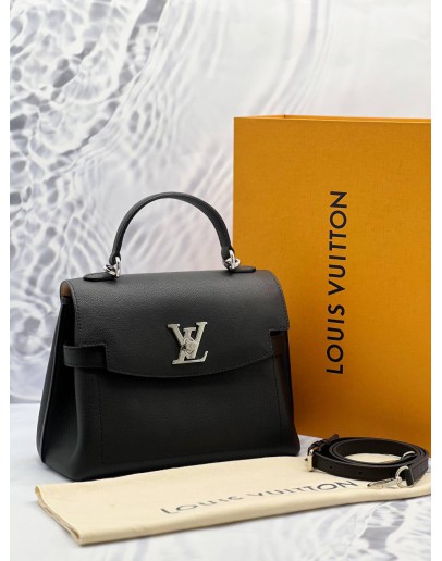 (LIKE NEW) MICROCHIP LOUIS VUITTON LOCKME EVER BLACK LEATHER BAG -FULL SET- 