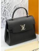 (LIKE NEW) MICROCHIP LOUIS VUITTON LOCKME EVER BLACK LEATHER BAG -FULL SET- 