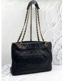 CHANEL BLACK VINTAGE QUILTED LAMBSKIN SHOULDER BAG 