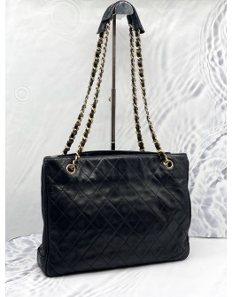 CHANEL BLACK VINTAGE QUILTED LAMBSKIN SHOULDER BAG 