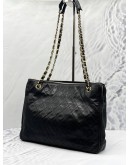 CHANEL BLACK VINTAGE QUILTED LAMBSKIN SHOULDER BAG 