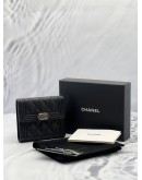 (LIKE NEW)CHANEL CAVIAR BOY COMPACT WALLET -FULL SET- 