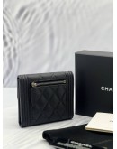 (LIKE NEW)CHANEL CAVIAR BOY COMPACT WALLET -FULL SET- 