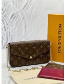 (LIKE NEW) LOUIS VUITTON FELICIE FLAP BAG IN BROWN MONOGRAM CANVAS -FULL SET-  