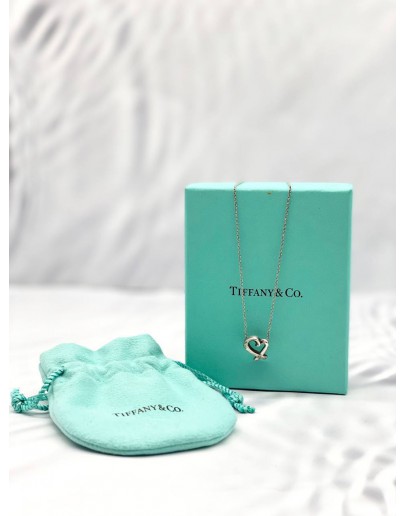 (LIKE NEW) TIFFANY & CO PALOMA PICASSO RUBBING HEART NECKLACE SILVER -FULL SET-