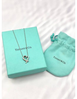 (LIKE NEW) TIFFANY & CO PALOMA PICASSO RUBBING HEART NECKLACE SILVER -FULL SET-