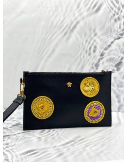 (UNUSED) VERSACE LA MEDUSA LUNAR NEW YEAR PATCHES POUCH BLACK 