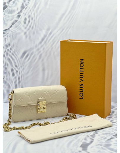 (LIKE NEW) 2024 LOUIS VUITTON METIS WALLET ON CHAIN WHITE MONOGRAM EMPREINTE LEATHER -FULL SET-