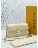 (LIKE NEW) 2024 LOUIS VUITTON METIS WALLET ON CHAIN WHITE MONOGRAM EMPREINTE LEATHER -FULL SET-