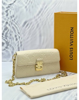 (LIKE NEW) 2024 LOUIS VUITTON METIS WALLET ON CHAIN WHITE MONOGRAM EMPREINTE LEATHER -FULL SET-