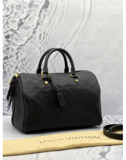 LOUIS VUITTON SPEEDY BANDOULIERE 30 IN BLACK MONOGRAM EMPREINTE LEATHER