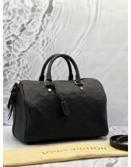 LOUIS VUITTON SPEEDY BANDOULIERE 30 IN BLACK MONOGRAM EMPREINTE LEATHER