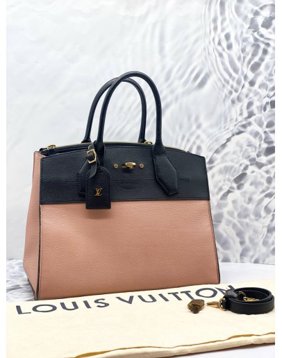 LOUIS VUITTON CITY STEAMER PM LEATHER HANDLE BAG WITH STRAP IN BLACK PINK 