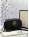 (LIKE NEW) GUCCI GG MARMONT SMALL CROSSBODY BAG BLACK MATELASSE CHEVRON LEATHER WITH GOLD GG LOGO -FULL SET-