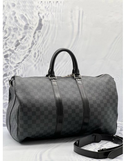 (LIKE NEW) LOUIS VUITTON KEEPALL BANDOULIERE 45 DAMIER GRAPHITE CANVAS 