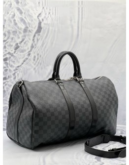 (LIKE NEW) LOUIS VUITTON KEEPALL BANDOULIERE 45 DAMIER GRAPHITE CANVAS 