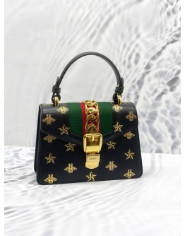 (LIKE NEW) GUCCI SYLVIE SMALL BEE AND STAR SHOULDER BAG WITH STRAP