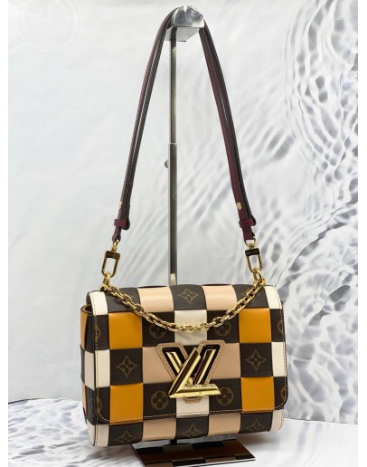 (LIKE NEW) LOUIS VUITTON TWIST MM DAMIER CHECK MONOGRAM LEATHER SHOULDER BAG 