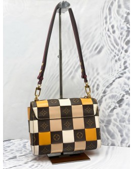 (LIKE NEW) LOUIS VUITTON TWIST MM DAMIER CHECK MONOGRAM LEATHER SHOULDER BAG 
