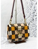 (LIKE NEW) LOUIS VUITTON TWIST MM DAMIER CHECK MONOGRAM LEATHER SHOULDER BAG 