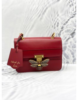 (LIKE NEW) GUCCI RED LEATHER QUEEN MARGARET SHOULDER BAG 