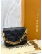 (LIKE NEW) LOUIS VUITTON BLACK LAMBSKIN EMBOSSED MONOGRAM COUSSIN BELT BAG -FULL SET-