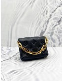 (LIKE NEW) LOUIS VUITTON BLACK LAMBSKIN EMBOSSED MONOGRAM COUSSIN BELT BAG -FULL SET-