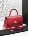 MICROCHIP CHANEL SMALL COCO HANDLE QUILTED CAVIAR LEATHER IN RED GOLD HARDWARE -FULL SET-