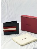(LIKE NEW) BALLY BLACK LEATHER WEB BIFOLD WALLET -FULL SET- 