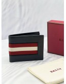 (LIKE NEW) BALLY BLACK LEATHER WEB BIFOLD WALLET -FULL SET- 