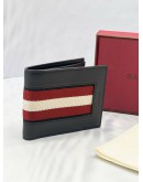(LIKE NEW) BALLY BLACK LEATHER WEB BIFOLD WALLET -FULL SET- 
