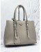 PRADA IN LIGHT GREY SAFFIANO LEATHER CUIR TWIN TOTE BAG WITH STRAP