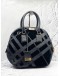 BURBERRY ORCHARD BLACK LEATHER SATCHEL VELOURS BAG