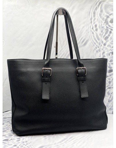 (LIKE NEW) LOUIS VUITTON CABAS VOYAGE BLACK LEATHER TOTE BAG 