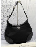 PRADA ZIP NYLON HOBO SHOULDER BAG IN BLACK NYLON 
