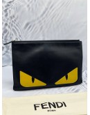 FENDI YELLOW MONSTER EYES ZIPPER SLIM POUCH