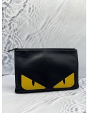 FENDI YELLOW MONSTER EYES ZIPPER SLIM POUCH