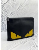 FENDI YELLOW MONSTER EYES ZIPPER SLIM POUCH