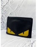 FENDI YELLOW MONSTER EYES ZIPPER SLIM POUCH
