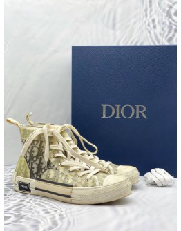 CHRISTIAN DIOR B23 HIGH-TOP SNEAKERS IN WHITE AND GREY DIOR OBLIQUE CANVAS SIZE 41