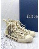 CHRISTIAN DIOR B23 HIGH-TOP SNEAKERS IN WHITE AND GREY DIOR OBLIQUE CANVAS SIZE 41