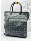 MCM TOTE TOP HANDLE BAG WITH STRAP IN BLACK VISETOS LEATHER